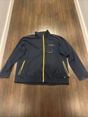 Columbia Navy Jacket with Yellow Trim - Lightweight Shirt Jacket